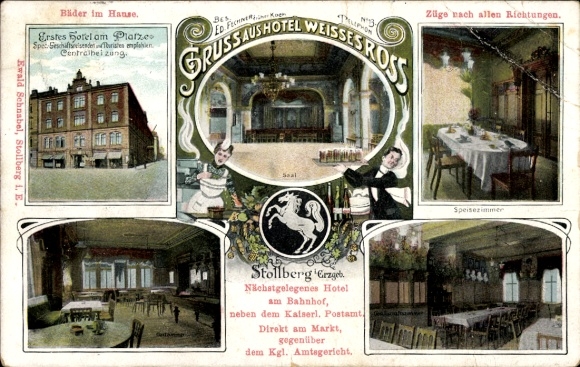 Ak Stollberg im Erzgebirge, Hotel Weißes Ross, Speisezimmer