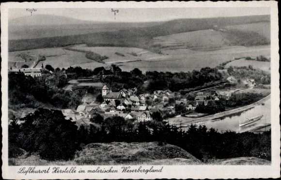 Postcard Herstelle Beverungen on the Weser, Panorama