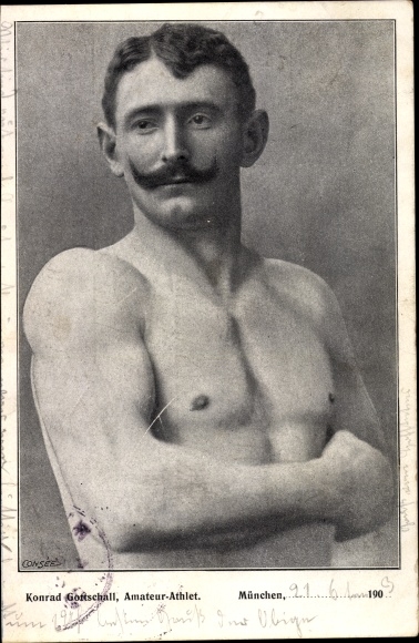 Postcard Konrad Gottschall, amateur athlete, portrait, wrestler?