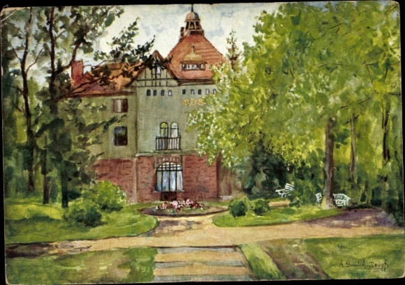 Artist Postcard Gumlich Kempf, A., Hubertushöhe Storkow, BDA Home, Garden