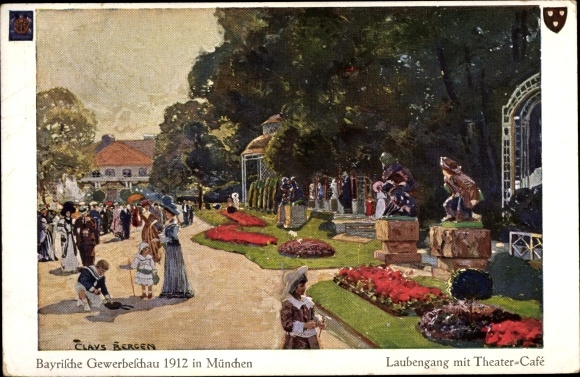 KP artystyczna pocztówka Bergen, Claus, Monachium Bawaria, targi bawarskie 1912, PP 27 C 41 07