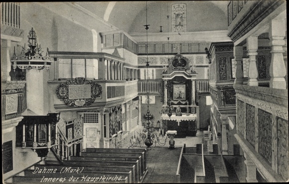 Postcard Dahme in der Mark, interior of the main church