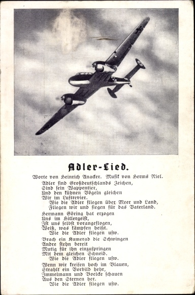Lied Ak Adler Lied, Kampfflugzeug der Luftwaffe, Herms Niel, Heinrich Unacker