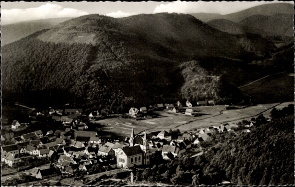 Postcard Wilgartswiesen in the Palatinate, aerial photograph