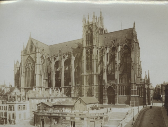 Original photo of Metz on the Moselle in France, St. Etienne Cathedral, around 1900