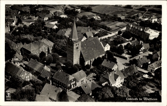 Postcard Lübbecke in Westphalia, aerial photograph