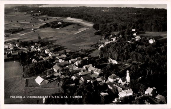 Postcard Pöcking on Lake Starnberg, Upper Bavaria, aerial photograph