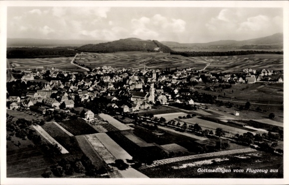 Postcard Gottmadingen im Hegau, aerial photograph