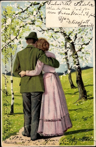 Artist Chromo-Litho Mailick, Lovers, Walk, Birches