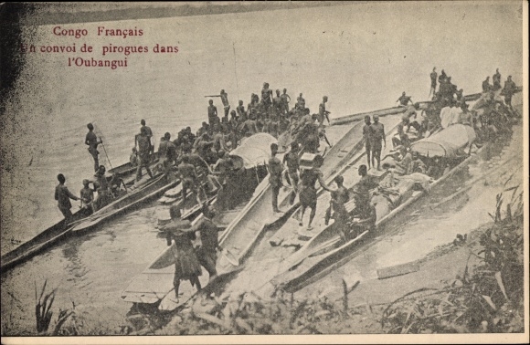 Ak Oubanghi Französisch Kongo, Convoi de pirogues