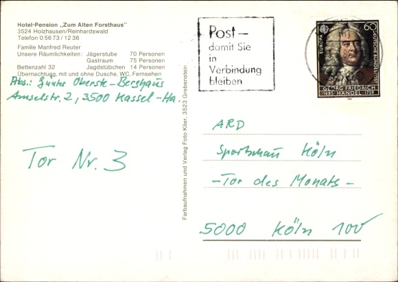Postcard Holzhausen am Reinhardswald Immenhausen in Hesse, Hotel-Pension Zum Alten Forsthaus