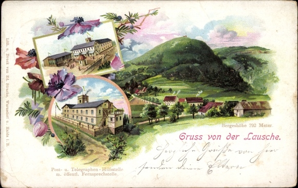 litho Waltersdorf Großschönau Oberlausitz, Lausche, bergrestaurant