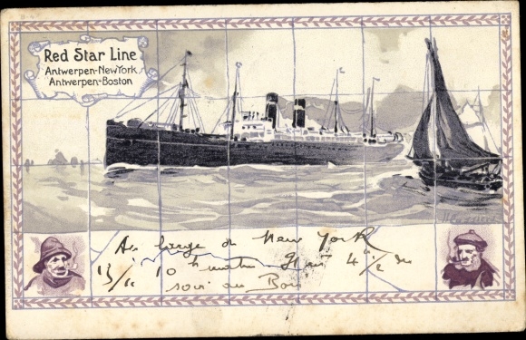 Artist Chromo-Litho Cassiens, H., View of the Steamer Antwerp New York, RSL