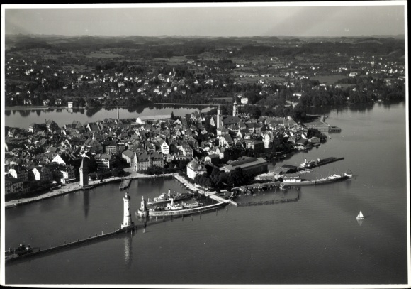 Foto Lindau am Bodensee Schwaben, Fliegeraufnahme, Leuchtturm