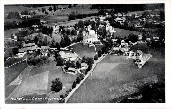 Postcard Bad Heilbrunn in Upper Bavaria, aerial photograph