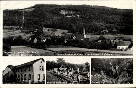 Ak Ober Abtsteinach im Kreis Bergstraße, Gasthaus zur Rose, Inh. Leonh. Hintenlang
