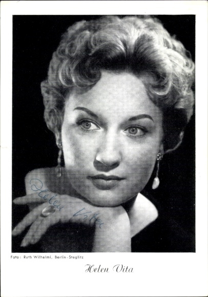 Postcard actress Helen Vita, portrait, autograph