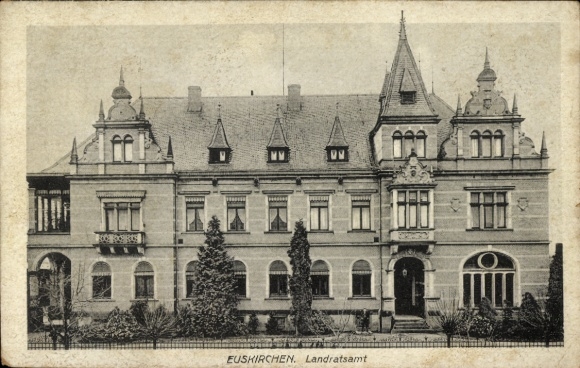 Postcard Euskirchen North Rhine-Westphalia, district office, historic building, several towers, well-maintained...