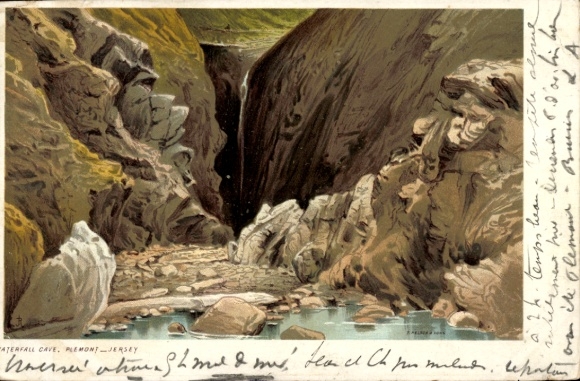 Ak Plemont Kanalinsel Jersey, Aterfall Cave, Plemont  Felsen, Wasser, Natur