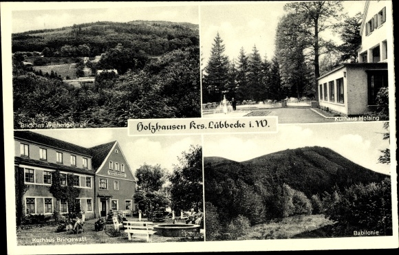 Postcard Bad Holzhausen Lübbecke in East Westphalia, Babilonie, Kurhaus Holsing, Kurhaus Bringewatt