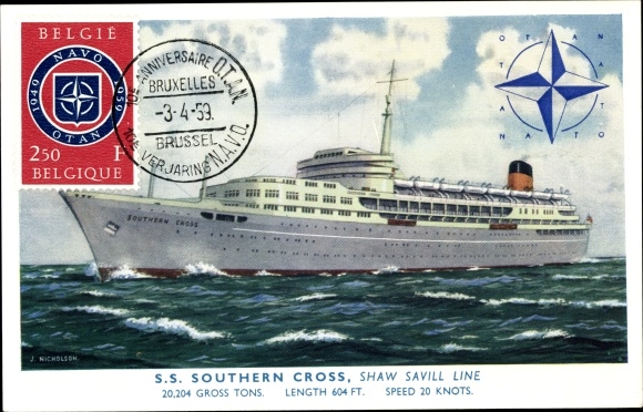 Ak stoomboot SS Southern Cross, Shaw Savill Line