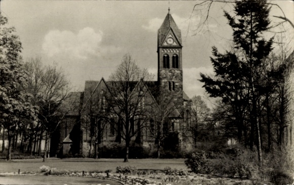 Ak Berlin Köpenick Grünau, Blick zur evangelischen Friedenskirche