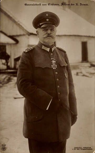Picture Colonel General von Eichhorn, Commander of the X. Army, Portrait, Uniform, Iron Cross