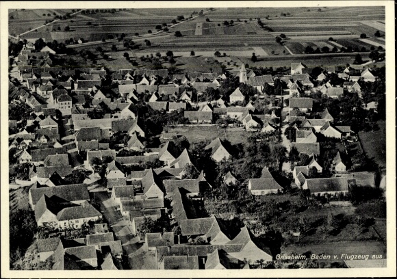 Postcard Grißheim Neuenburg am Rhein Baden, aerial photograph