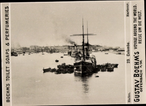 Photo Colombo Ceylon Sri Lanka, harbor, advertising Boehm's Toilet Soap
