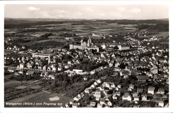 Postcard Weingarten in Württemberg, aerial photograph