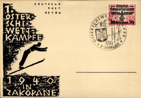 Künstler Ak Zakopane Polen, 1. Osterskiwettkämpfe 1940