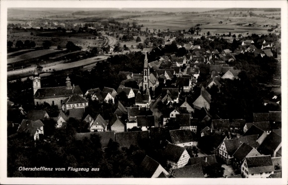 Postcard Oberschefflenz Schefflenz in Baden, aerial photograph