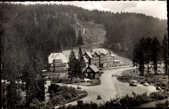 Ak Ruhestein Baiersbronn im Schwarzwald, Hotel und Kurhaus  Schwarzwaldhochstraße, Bäume, Straßen