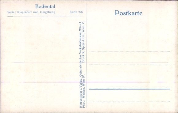 Postcard Bodental in Carinthia, landscape with trees, path, fences, mountains in the background