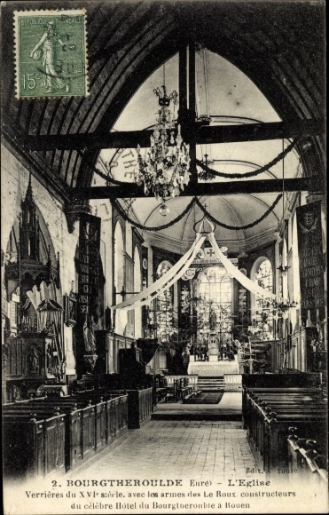 Postcard Bourgtheroulde Eure, The Church