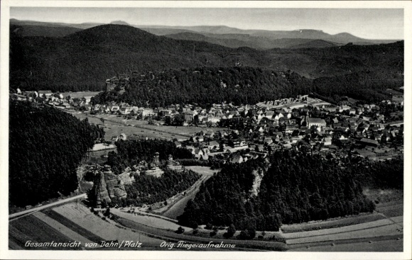 Postcard Dahn in the Palatinate, aerial photograph
