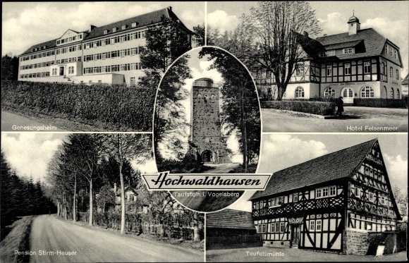 Postcard Ilbeshausen Hochwaldhausen Grebenhain in Vogelsbergkreis, Hotel Felsenmeer, Teufelsmühle