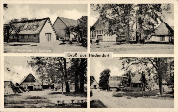 Postcard Hedendorf Neukloster Buxtehude in the district of Stade, shop Siebrecht, half-timbered houses