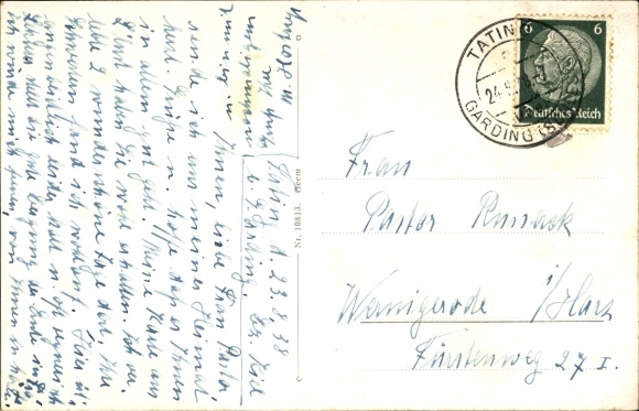 Postcard Tating in Nordfriesland, Hochdorf parking garage Anno 1764
