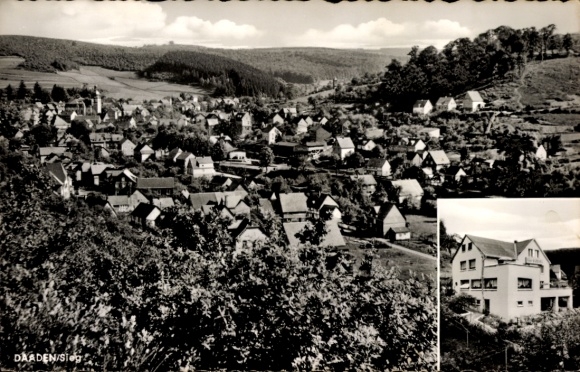 Postcard Daaden in the Westerwald, general view, restaurant and Cafe Barbara