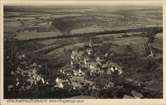 Postcard Baumerlenbach Öhringen in the Hohenlohe district of Württemberg, aerial photograph