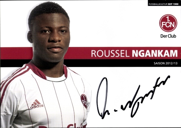 Autograph card footballer Roussel Ngankam, 1. FC Nuremberg, autograph