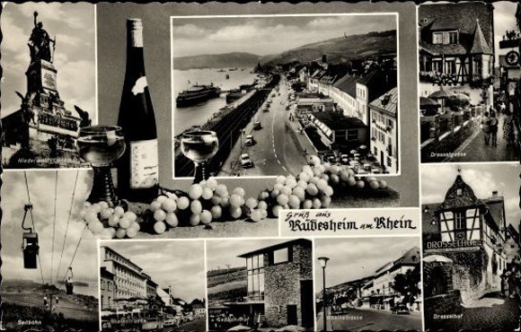 10 old PCs Niederwalddenkmal and Rüdesheim am Rhein in Hesse, various views