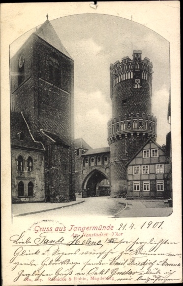 Postcard Tangermünde on the Elbe, Am Neustädter Tor
