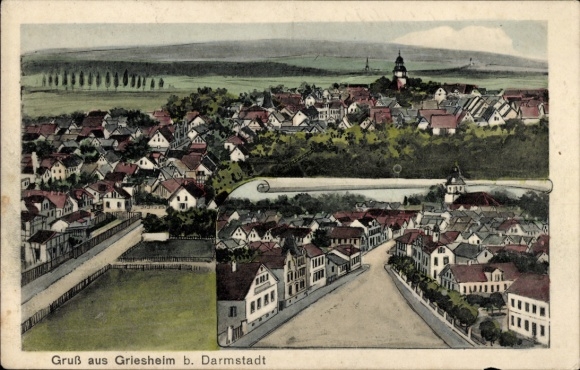Postcard Griesheim near Darmstadt, general view