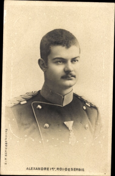 Ak König Alexander I. von Serbien, Portrait in Uniform, Orden