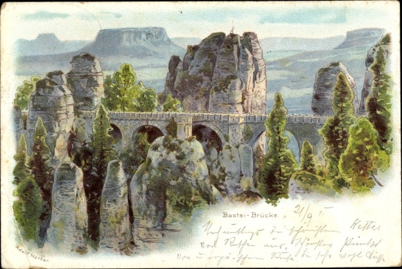 Ak Lohmen im Elbsandsteingebirge, Bastei, schöne Detailansicht