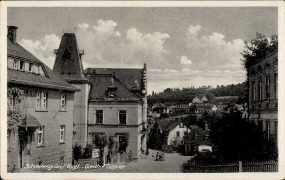 Postcard Schreiersgrün Treuen in Vogtland Saxony, Gasthof Tiepner