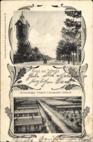 Passepartout Postcard Döberitz in Havelland, military training area, barracks camp