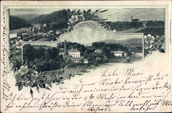 Chromo-Litho Bad Kellberg Thyrnau, Panorama, Kellberg, Erlau Partie